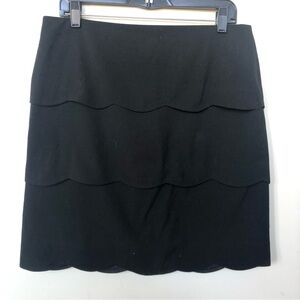 Adrienne Vittadini Black Scalloped Tiered Mini Skirt Size 10